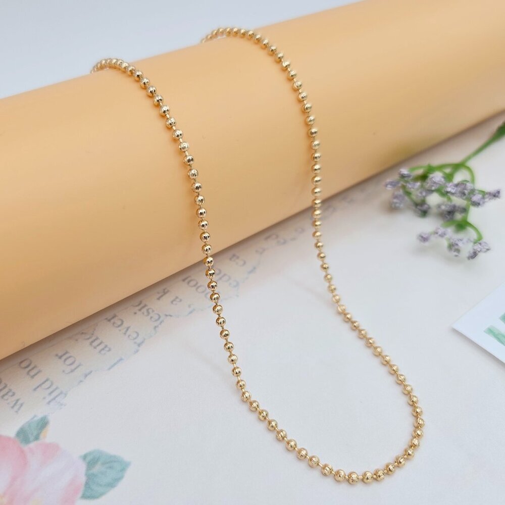 Rose Gold Plated Beaded Chain Necklace for Women - 18 Inch, XPNL0048